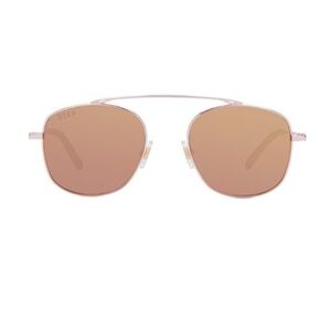 DIFF Eyewear Asher Sunglasses — Rose Gold Frame with Brown Mirror Lenses